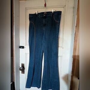 Run & Fly Blue Jeans with Rainbow Stitching